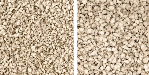 Picture of fine and coarse variants of our organic cat litter COSYCAT®